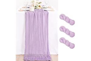 MLMC 3 Pack Lilac Purple Table Runner 10ft Lavender Cheesecloth Table Runner Rustic Gauze Centerpiece Fall Decor 35x120 Inches for Bridal Shower Baby Shower Birthday Wedding Decor