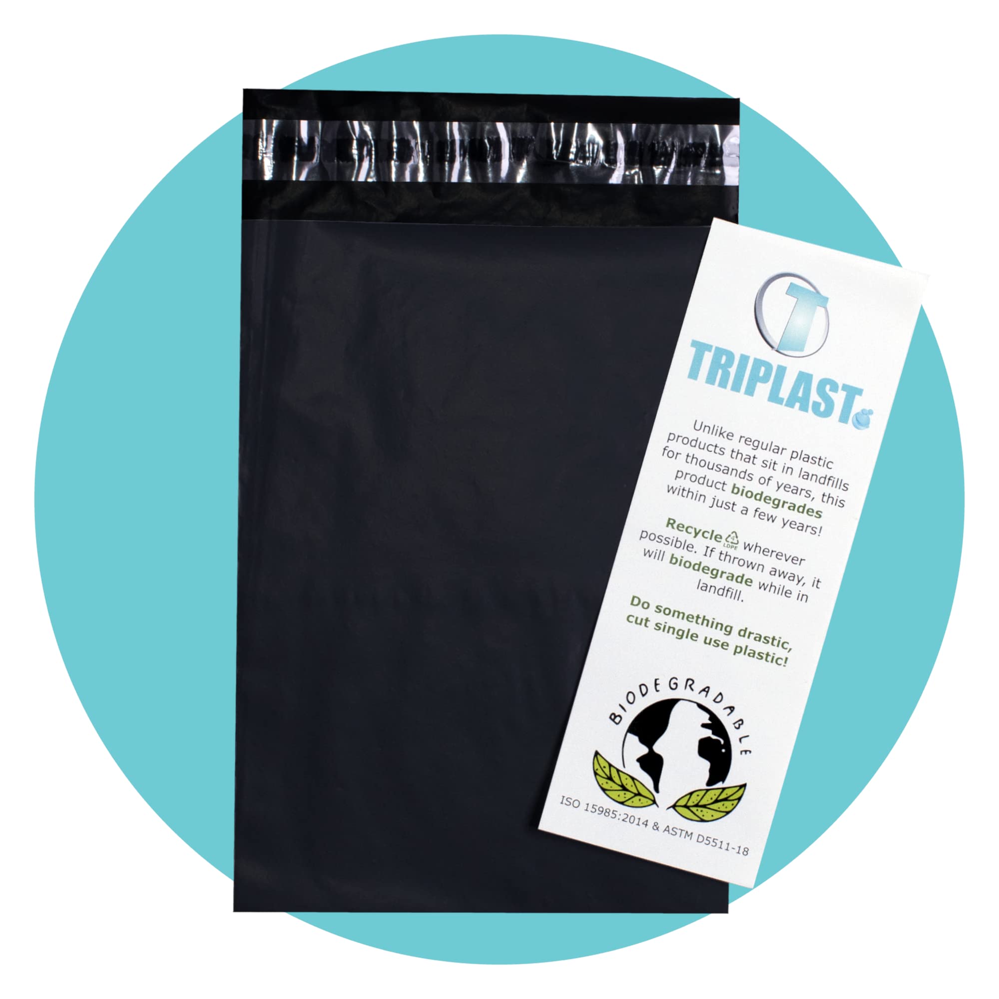 Triplast 25 x Biodegradable Mailing Bags (Size: 10x14 / 25x35cm; Colour: Black) | Self Sealing Eco Friendly Poly Mailers | Packaging, Postal, Parcel Bags for Posting Clothes, Books, & More