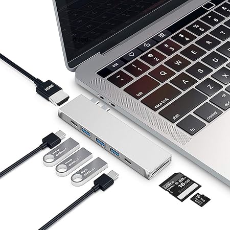 Amazon Com Usb C Hub Adapter For Macbook Pro Accessories 19 18 16 15 13 Inch Joygeek 8 In 1 Type C Thunderbolt Adaptor Dock Station With Lighting Charge Hdmi Sd Tf Card Reader Usb C 3xusb