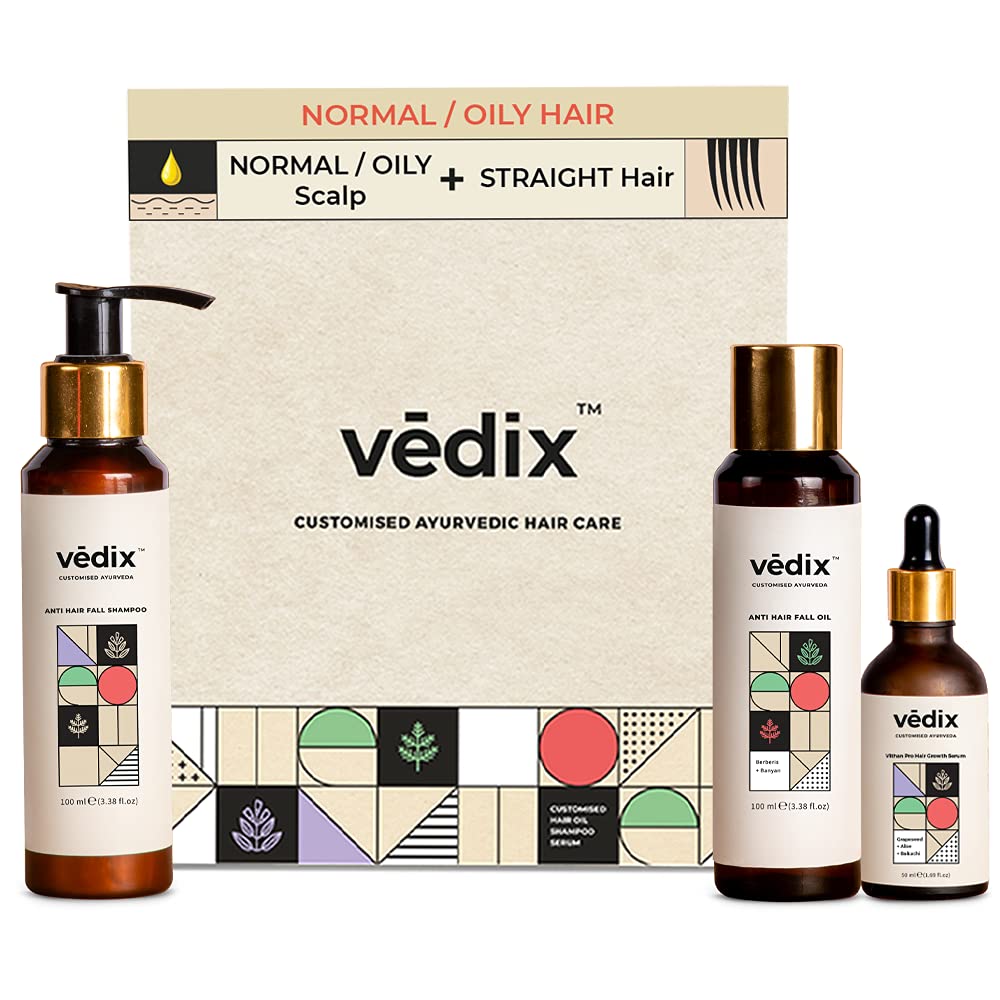 Buy Vedix Customized Hair Fall Control Regimen For Normal Oily Hair Normal Oily Scalp Straight Hair Customized Ayurvedic Hair Care Regimen 3 Product Kit Anti Hair Fall Oil Berberis