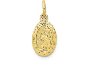 SONIA JEWELS 10k Yellow Gold Solid Catholic Patron Saint Christopher Brushed Matte Finish Pendant Charm - 20mm x 9mm