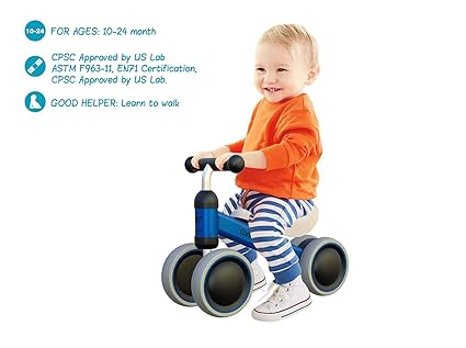 Mingzheng Baby Laufrad Kinder Spielzeug ab 1 Jahr TÜV geprüft Kleinkind Dreiräder Erst Fahrrad für 10-24 Monate Geburtstag We
