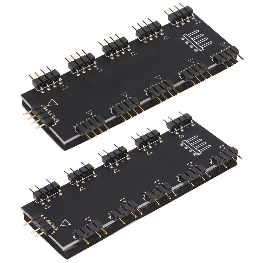 ASHATA 10 Channel RGB Computer Fan, PC Hub MOD Motherboard, LED Extension Cable, Splitter For Desktop (5V 3)