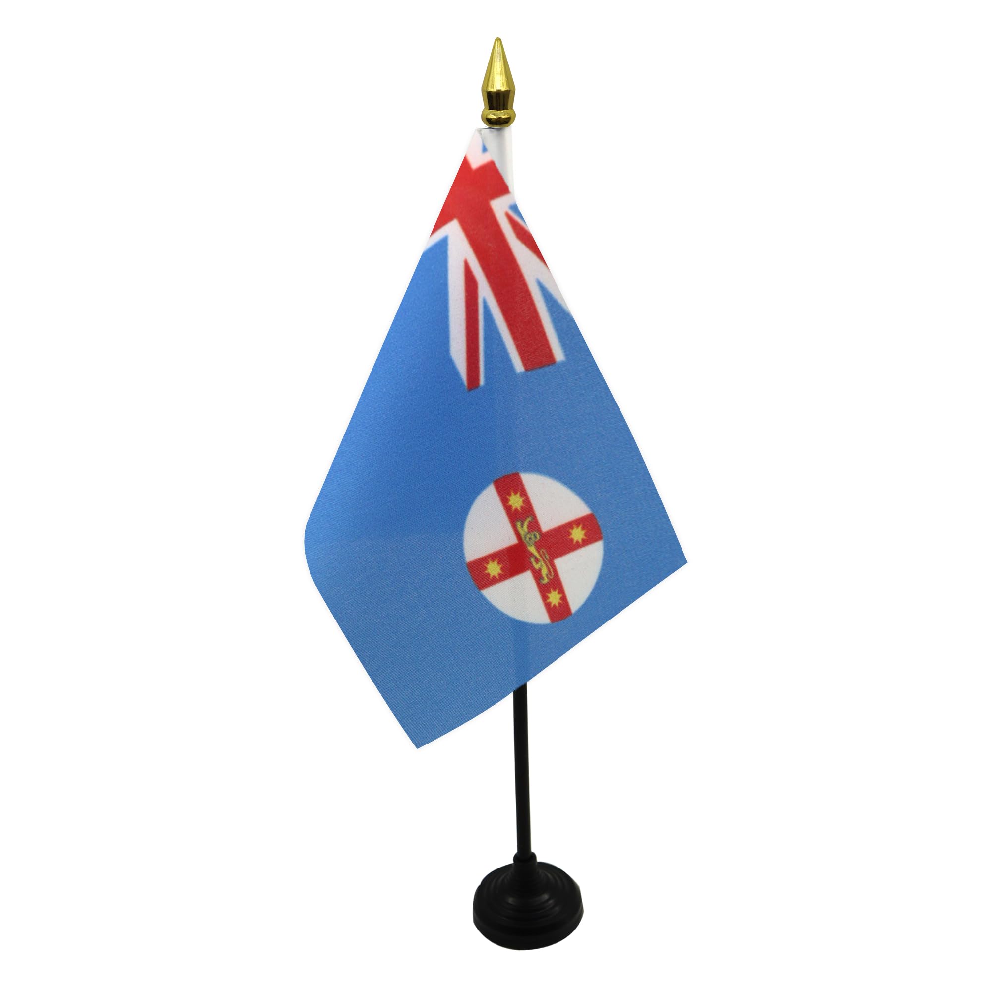 AZ FLAG - New South Wales Table Flag 4'' x 6'' - New South Welshmen Mini Desk Flag 100% Polyester 15 x 10 cm - Office Mini Banner with 10'' Pole - Golden Spear