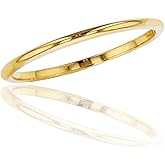 DECADENCE 10K or 14K Yellow, White and Rose Gold 1mm Plain Polished Wedding Band, Size 4-12