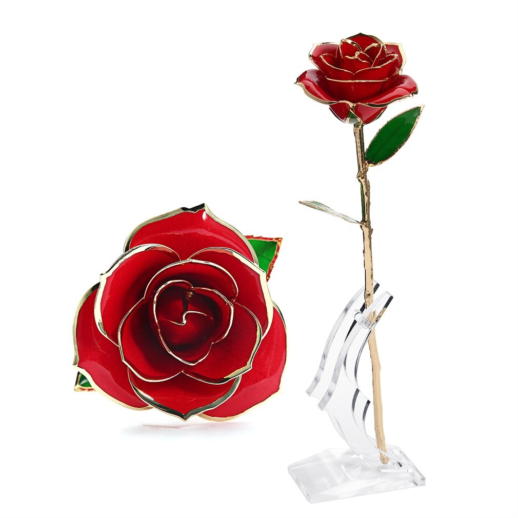 Gomyhom Rosa 24K, Rosa de Oro Chapada en Oro con Caja de Regalo para Madre para Amor en el Día de San Valentín para Aniversario para Amigos como Un Regalo de Cumpleaños