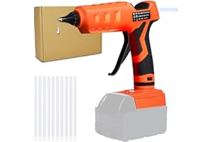 FIIHIO Cordless Hot Melt Glue Gun for Milwaukee 18V Batteries, Full Size High Temperature Hot Glue Gun with Switch 100W Fast Heating,Suitable for DIY Crafts Decoration Jewelry Woodworking with 10 Glue Sticks