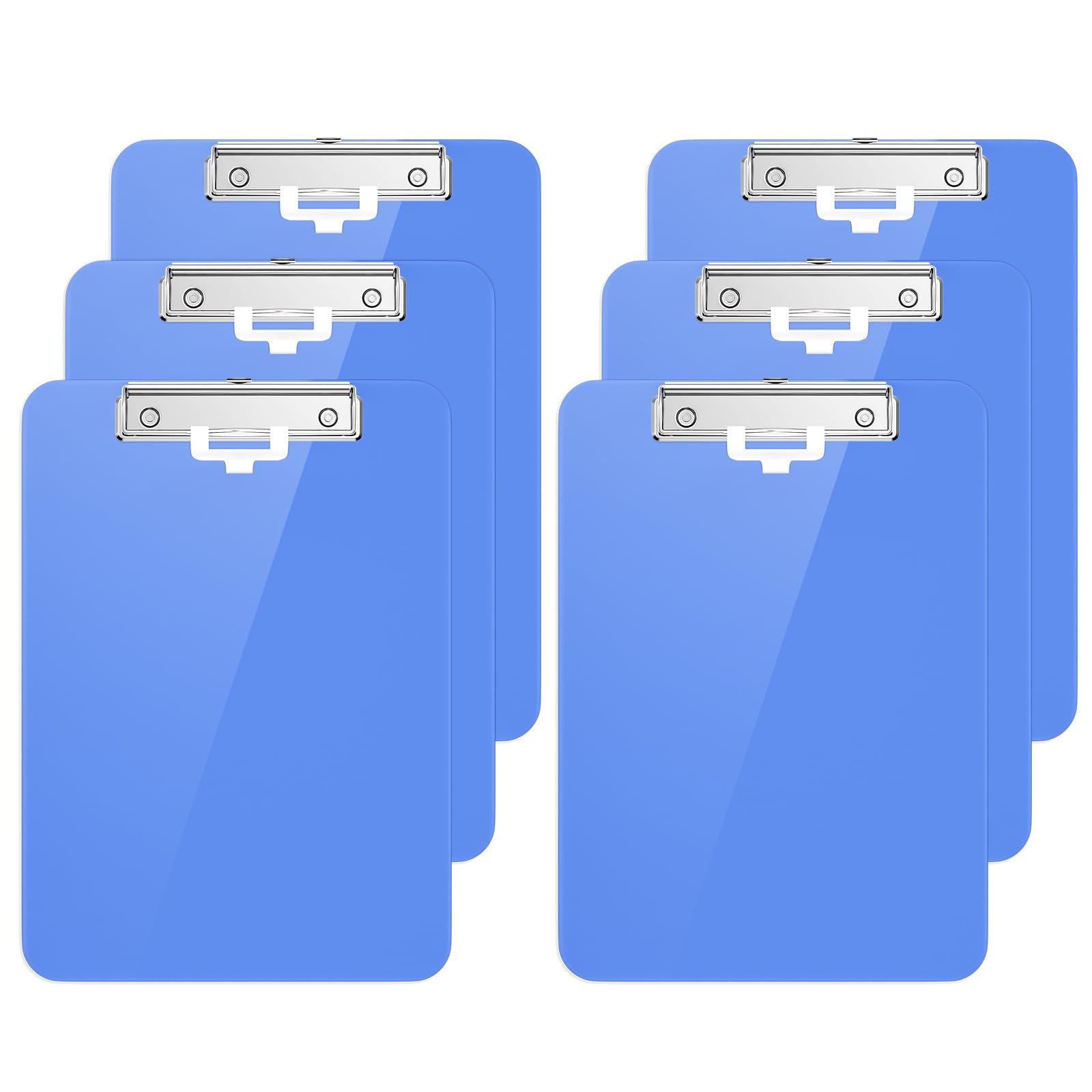 Hongri Plastic Clipboard with Pen Holder, Blue 8.5x11 Letter Size Clip Board for Classroom, Office, Students, Nurses and Women, Low Profile Clip, Size 12.5 x 9 in(Pack of 6)