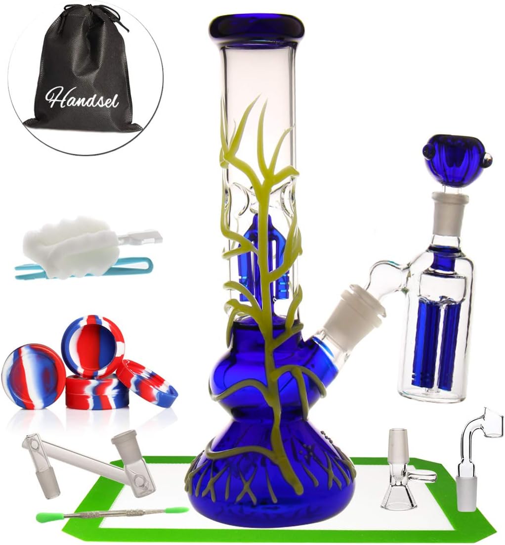 Glow in The Dark Bong Water Glass Bong Oil Rigs Smoking Water Pipes Accessories Bong Bowl 14.5mm/14.4mm Percolator Attachment 26cm Hookahs Glass Bongs Cheap Bong by P-Sungar (A)