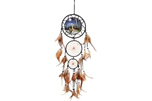 Wowagoga Dream Catcher Indian Style Oil Painting Wolf Hand-Woven Car Pendant Wall Hanging Home Decorations (Wolf)
