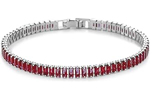 IVY TAILI Tennis Bracelets for Women Trendy 14K White Gold Plated Birthstone Tennis Bracelet Sparkly Cubic Zirconia Bracelet Diamond Bracelet Mothers Day Gifts Birthstone Jewelry for Women