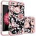 iPhone 7 Plus Case Flower,iPhone 8 Plus Case,Fingic Floral Series Slim Case for Girls Women Hard PC Soft Rubber Anti-Scratch Shock Proof Protective Case Cover for iPhone 7/8 Plus,Rose Flower/Rose Gold