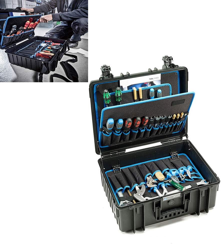 MLQ Portable Waterproof Toolbox, Electrician Outdoor Toolbox with Shoulder Strap, Free Distribution Pattern, Suitable for Woodworking, Engineers