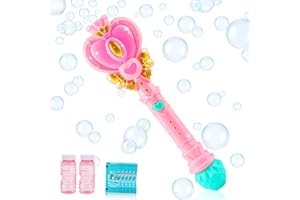 Tlkiaa Bubble Wand for Kids, Princess Toys Heart Bubble Machine Blower Maker Outdoor Toy with Light, Party Birthday Gifts Easter Basket Stuffers for 1 2 3 4 5 6 7 8 Year Old Toddlers Little Girls Pink