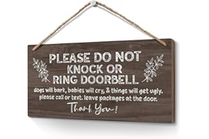 Heuhuww Please Do Not Knock or Ring Doorbell Sign 6x12,Funny Baby Sleeping Sign for Front Door,No Soliciting Sign for House,Do Not Disturb Door-Must Have Home Door Sign-Brown