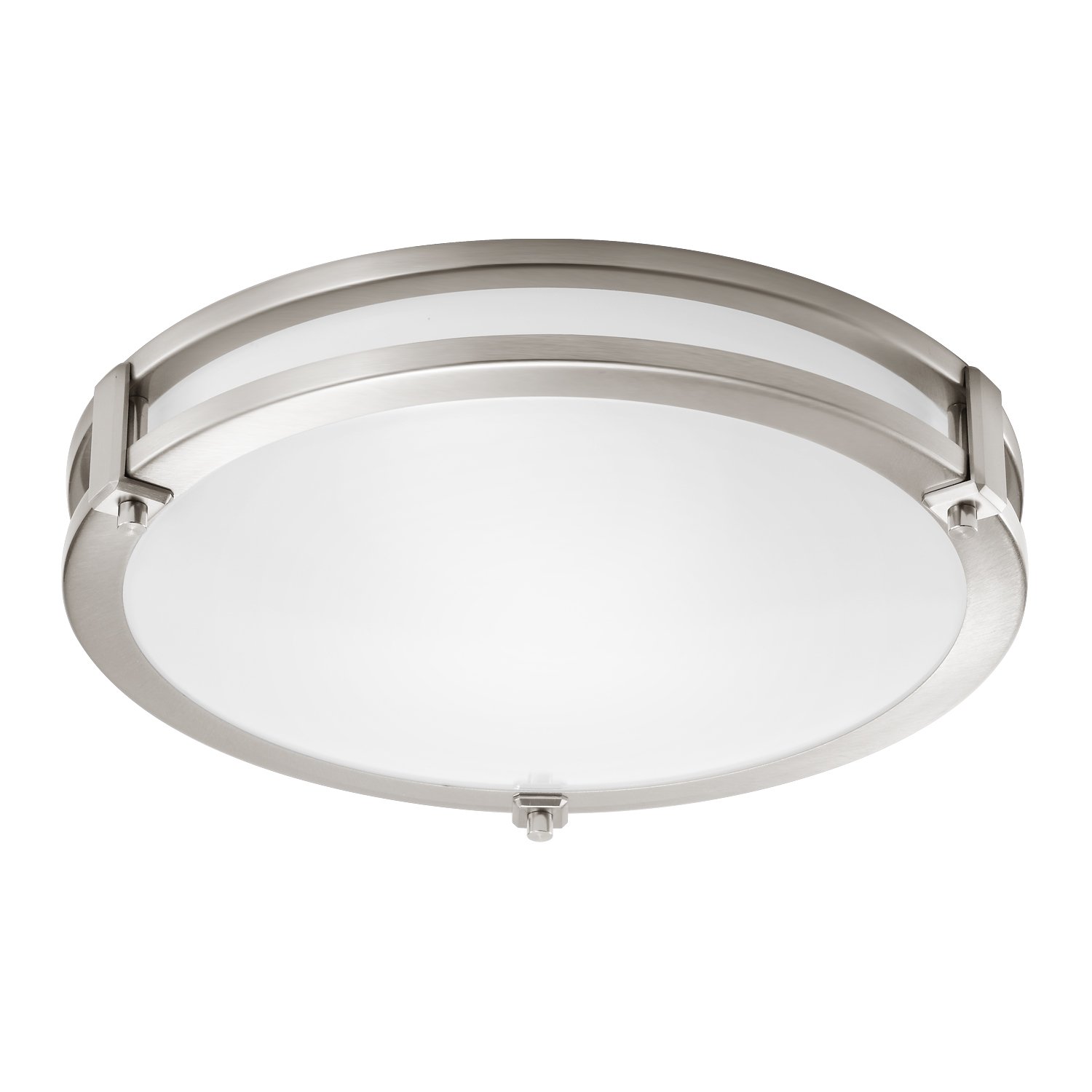 GetInLight LED Flush Mount Ceiling Light, 16-Inch, 25W(125W Equivalent), Brushed Nickel Finish, 4000K(Bright White), Dimmable, Round, Dry Location Rated, ETL Listed, IN-0307-3-SN-40