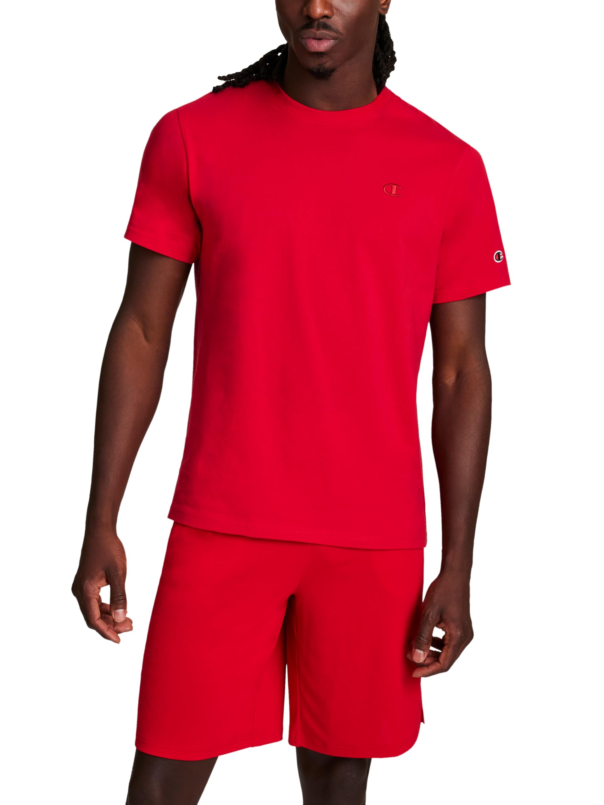 Champion Men's Classic Short Sleeve T-Shirt, Standard Fit, Midweight 100% Cotton, Available in Regular and Big & Tall, Tango Red, X-Large Image
