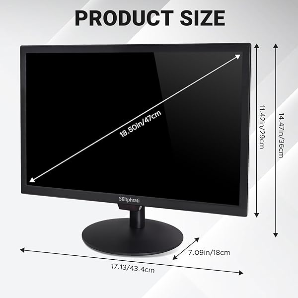 SKITPHRATI 19 INCH HD (1440 X 900) PC MONITOR, COMPUTER MONITOR WITH HDMI VGA AV BNC USB PORTS, 60HZ, 5MS, VESA, BUILD-IN SPEAKERS, LED DISPLAY FOR LAPTOPS AND DESKTOPS OFFICE HOME