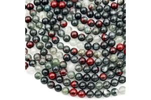 Zenkeeper 108 Pcs African Bloodstone Beads for Jewelry Making 8 MM African Bloodstone Gemstones Loose Stone Beads