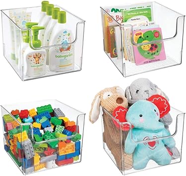 mDesign Deep Plastic Home Storage Organizer Bin for Cube Furniture Shelving in Office, Entryway, Closet, Cabinet, Bedroom, Laundry Room, Nursery, Kids Toy Room - Open Front, 10