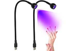 BAI BAI YI 3W395NM Nail lamp, Violet lamp, Nail Polish Curing lamp, Resin Gel Curing lamp, Black Light Fluorescence Detection, Luminous Party Decoration, USB Compact Portable Flexible Gooseneck lamp (2Pack)
