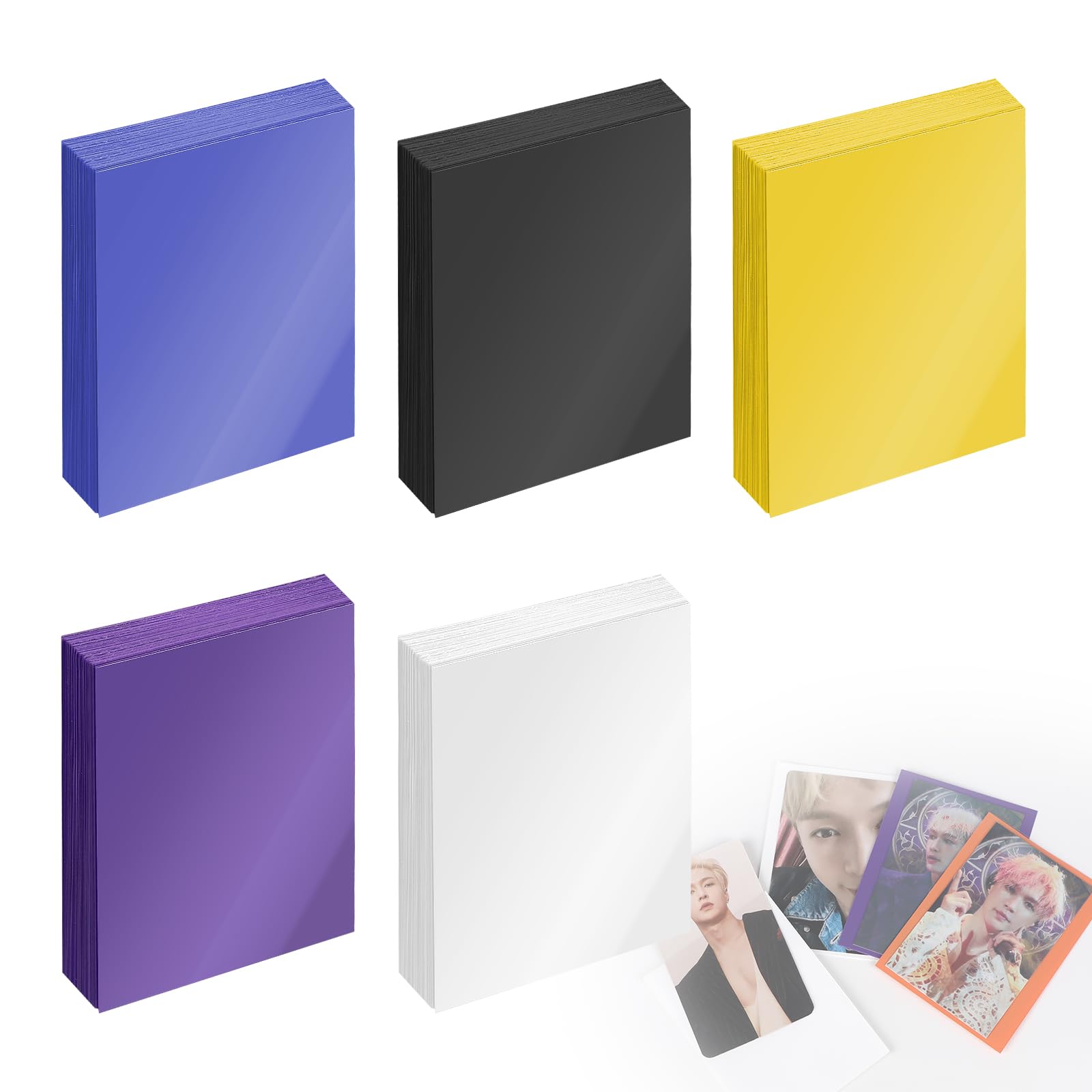 MIGUBIGU Pack of 500 Card Sleeves 66 x 91 mm Plastic Soft Trading Card Sleeves Back Matt Frosted 5 Colours for Trading Cards