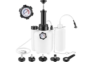 Aikyciu 3L Manual Brake Bleeder Kit, One Person Brake Bleed Vacuum Pump with 1L Brake Fluid Bleed Bottle and 4 Master Cylinder Adapters, Suitable for Most Vehicles