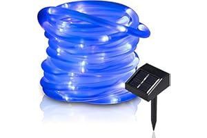 lychee Solar Rope Lights Outdoor 16.5ft 50LED Waterproof Solar Power String w/Light Outdoor Rope Lights Ideal for Home Garden Party Wedding Decoration (Blue)