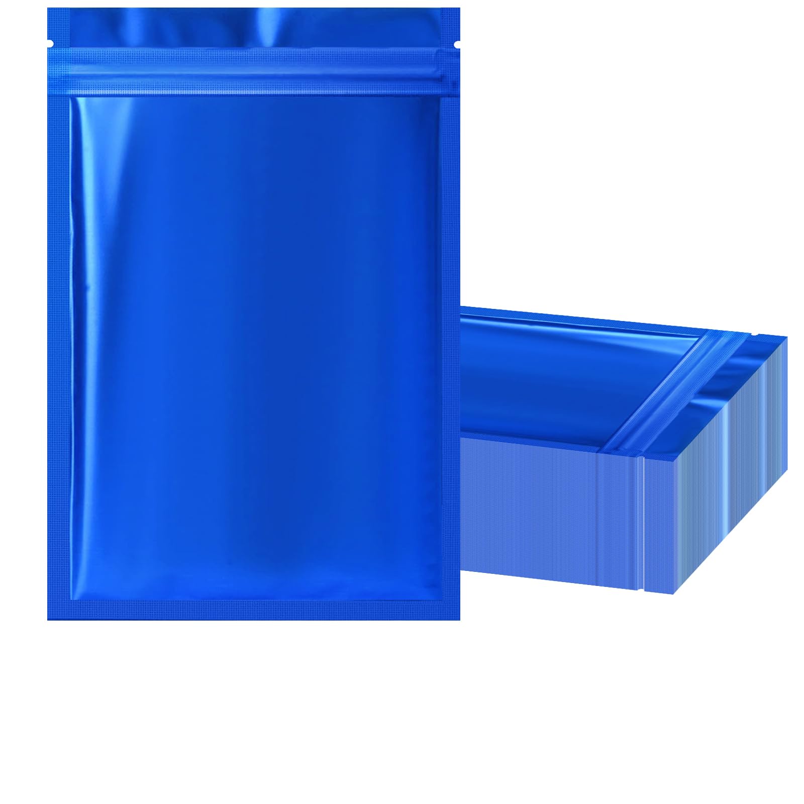 Photo 1 of 100 Pack Resealable Mylar Bag, Smell Proof Bags Resealable Packaging Supplies for Food Storage Small Business (Blue, 5.5" X 7.8")