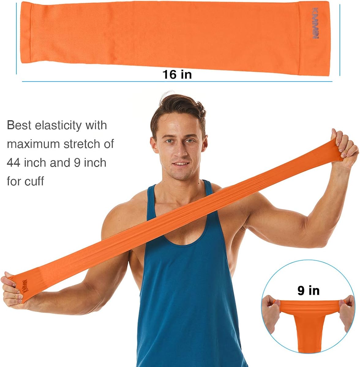 KMMIN Arm Sleeves UV Protection for Driving Cycling Golf Basketball Warmer Cooling UPF 50 Sunblock Protective Gloves for Men Women Adults Covering Tattoos, Black/White/Orange/Navy: Clothing