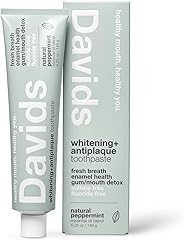 Davids Fluoride Free Toothpaste, Teeth Whitening, Antiplaque, SLS (Sulfate) Free, Promotes Enamel Health, Mouth & Gum Detox, 