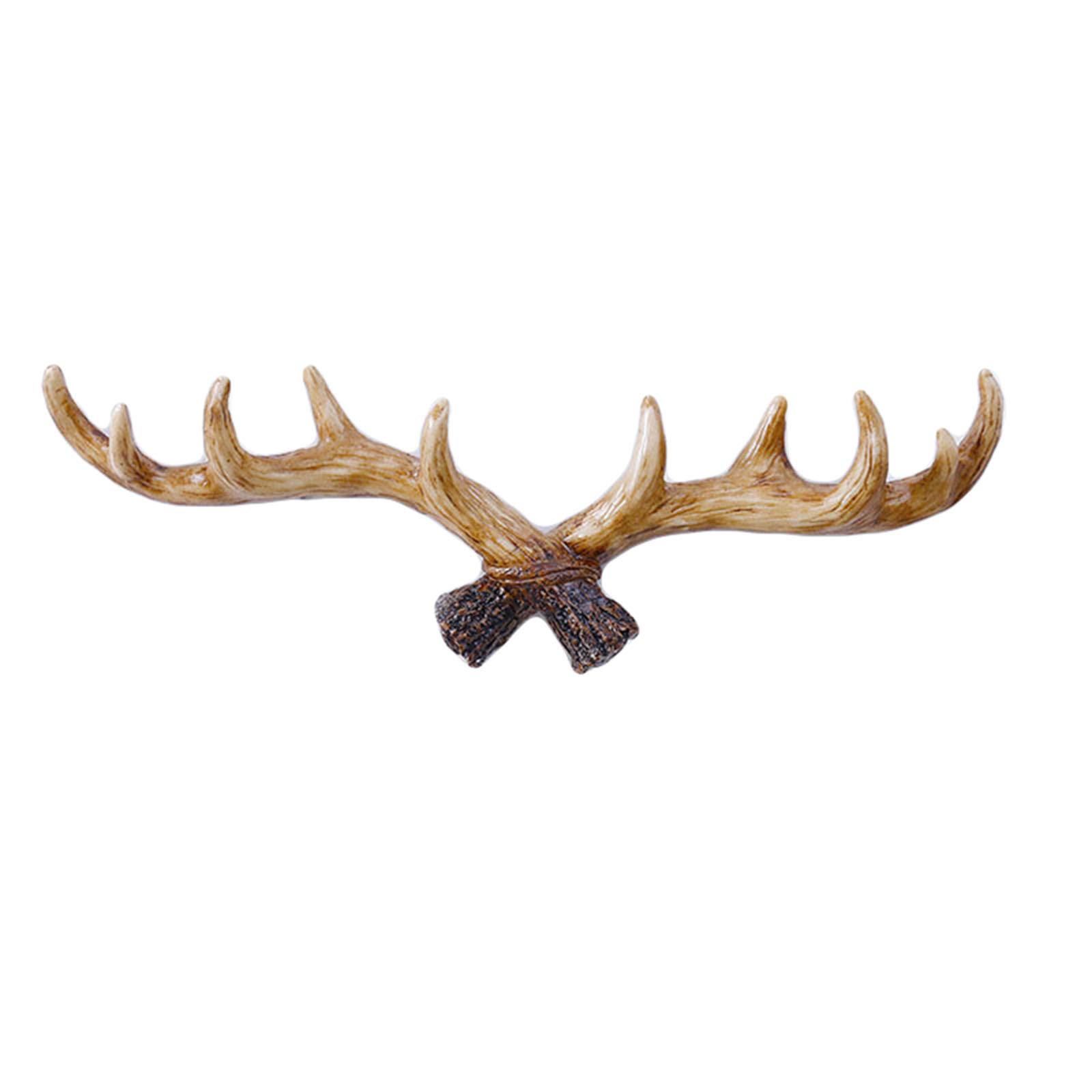 Antler Hook,Vintage 16" Rustic Resin Deer Antlers Wall Mounted Coat Hooks,Shabby Chic Coat Rack, Key Holder, Hat Hanger,Bath Room Wall Hanger,Light Color