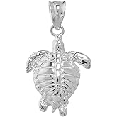 Claddagh Gold High Polish 925 Sterling Silver Good Luck Honu Hawaiian Sea Turtle Charm Pendant