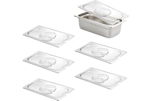 HECMAC 6-Pack 1/3 Size Slotted Hotel Pan Clear Cover, Only for Stainless Steel Food Pan, Polycarbonate
