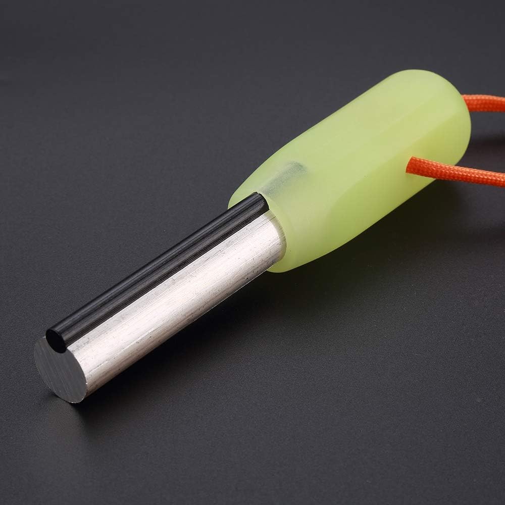 FOSTAR Outdoors Emergency Fire Starter，Magnesium Mg Rod Integrate with Ferro Rod, with Paracord and Multi –Function Scraper Striker, Great for Bushcraft, Camping, Hiking, Hunting (Luminous Green): Sports & Outdoors