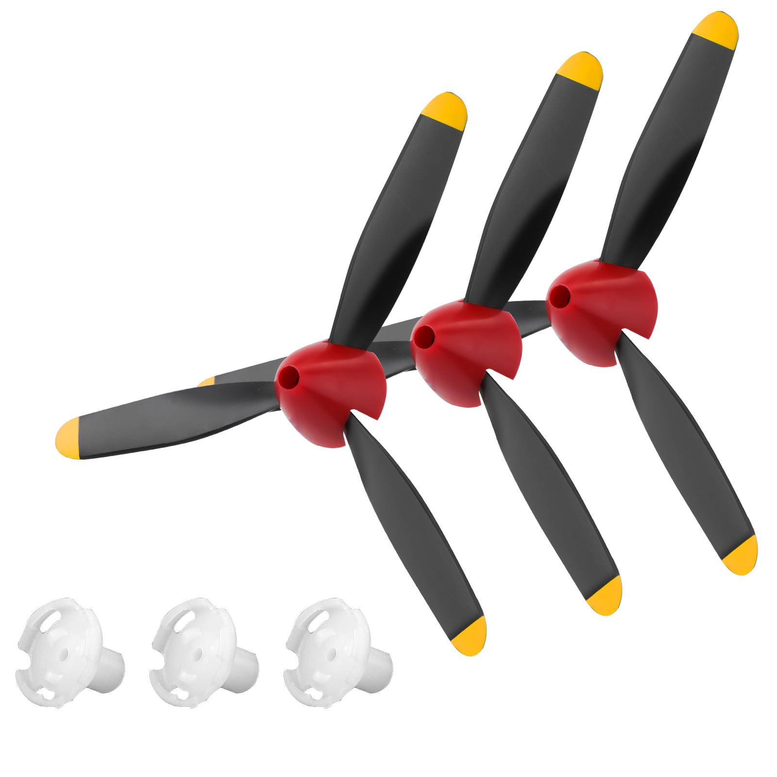 NQEUEPN 3 Sets Spare RC Plane Propellers 3 Blades, Toy Propeller Plane Part Remote Control Airplane Propeller Replacement Compatible with P40 Fighter 761-13 Radio Controlled, with Adapters