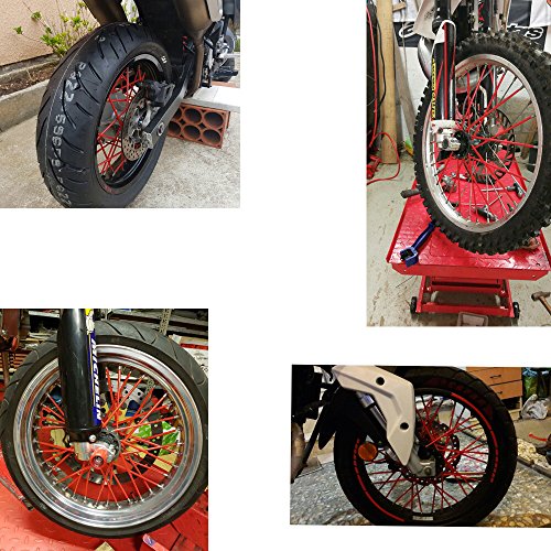 72 Pcs Motorcycle Bicycle Spoke Skins Covers Wraps Wrench 8"-21" rims for Kawasaki KX KL-XF KLR KL Honda CRF XL XLR XR KTM for Yamaha XT250-600 WRF XC, R-Z400S SM RM2 F800GS(Red) - Thumbnail 4