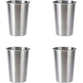 13.5 Ounce Stainless Steel Pint Cups - 4 Pack 400ml 304 Steel Cup - for Coffee, Tea, Cold Drinks, Home and Outdoor Use