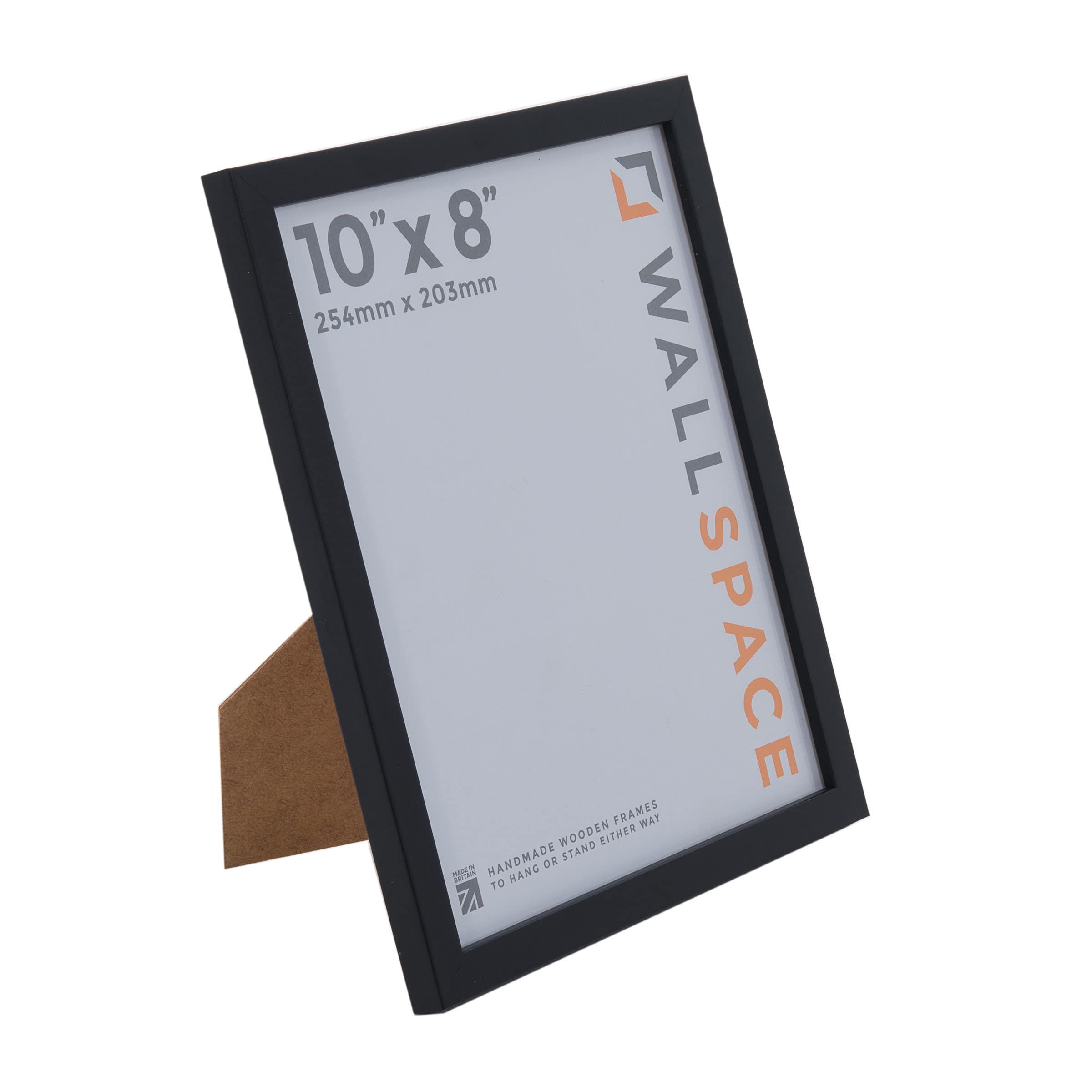 Wall Space Thin 10x8 Black Picture Frame | Black 8x10 Photo Frame | 10 x 8 inch | 254x203mm | 25.4x20.3cm | Solid Wood Wooden with Real Glass | Handmade in UK — image 1