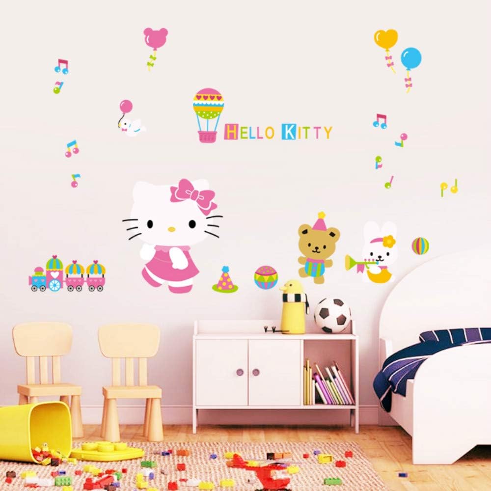 Hesuimaoyi Hello Kitty Wall Sticker Children's Bedroom Car Wall Sticker PVC Removal Decal
