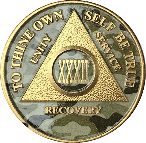 32 Year AA Medallion Camo Gold Plated Anniversary Chip Camouflage Color