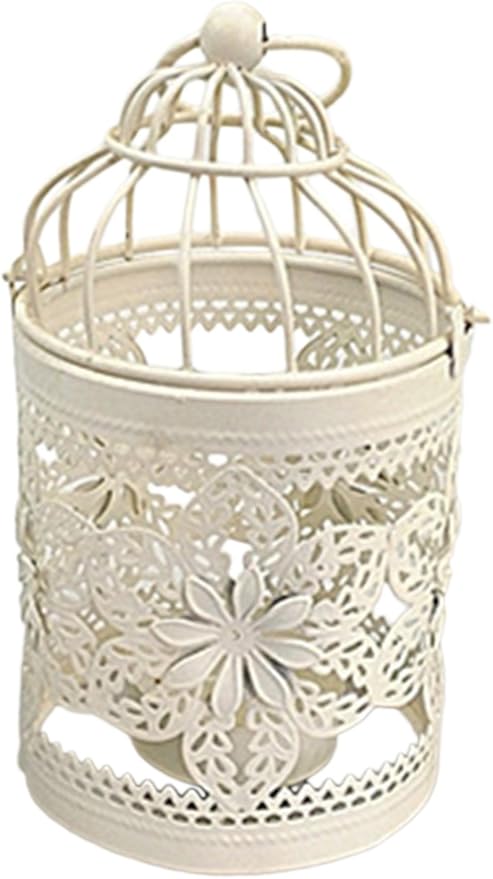 Amazon Com Yonger Bird Cage Metal Hollow Decorative Birdcage Iron Candle Holder Candlestick Hanging Lanterns Creative Home Centerpiece Bridal Wedding Xmas Party Decor Gift White 3 1x 5 5 Inch 1pc Home Kitchen
