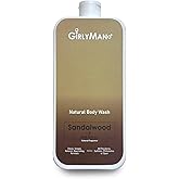GirlyMan Natural Body Wash - Made with Olive Oil & Aloe Extract, No Artificial Fragrance, PH Balanced, Gentle Formula, Nourishing Ingredients, Family Owned (Sandalwood)