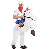 HIYAPATY Inflatable Horse Costume Cowboy Rider Adult Size Halloween Party Outfit