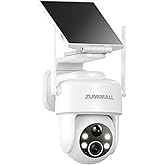ZUMIMALL 2K Solar Security Camera, All-in-One or Separate Installation Wireless Camera with 360° PTZ, Color Night Vision, 2.4G WiFi, 2-Way Talk, PIR Motion Detection, Free 6s Cloud Clip Storage