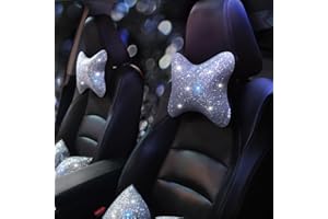 Pirador Seat Neck Support Pillow Head Rest Support Cushion Women Neck Pillow Neck Pain Relief Rainbow Bling Accessories Crystal Rhinestone Diamond Car Seat Driver 2Pcs Car Headrest Pillow