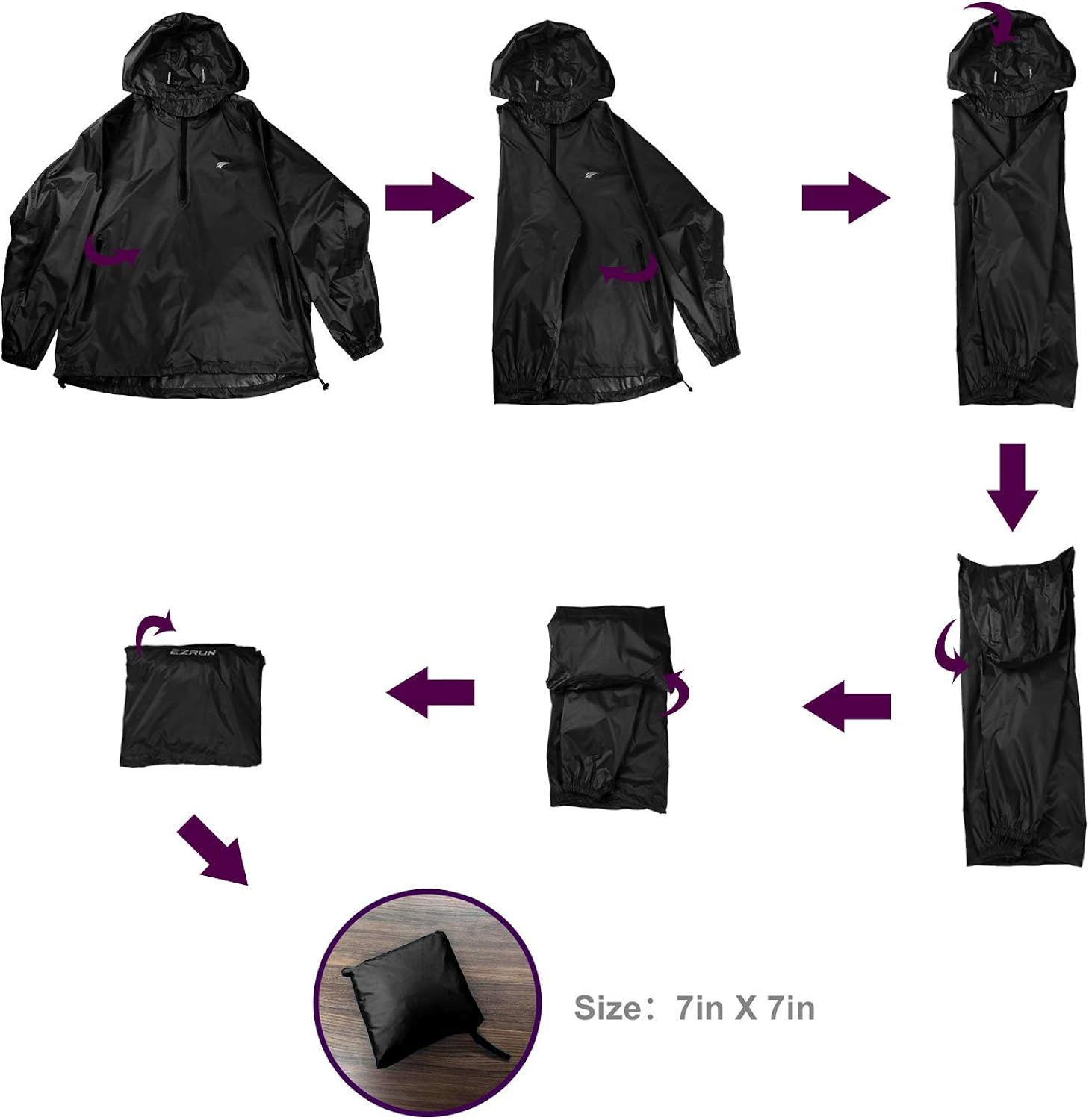 Men's Waterproof Hooded Rain Jacket Windbreaker Lightweight Packable Raincoat: Clothing