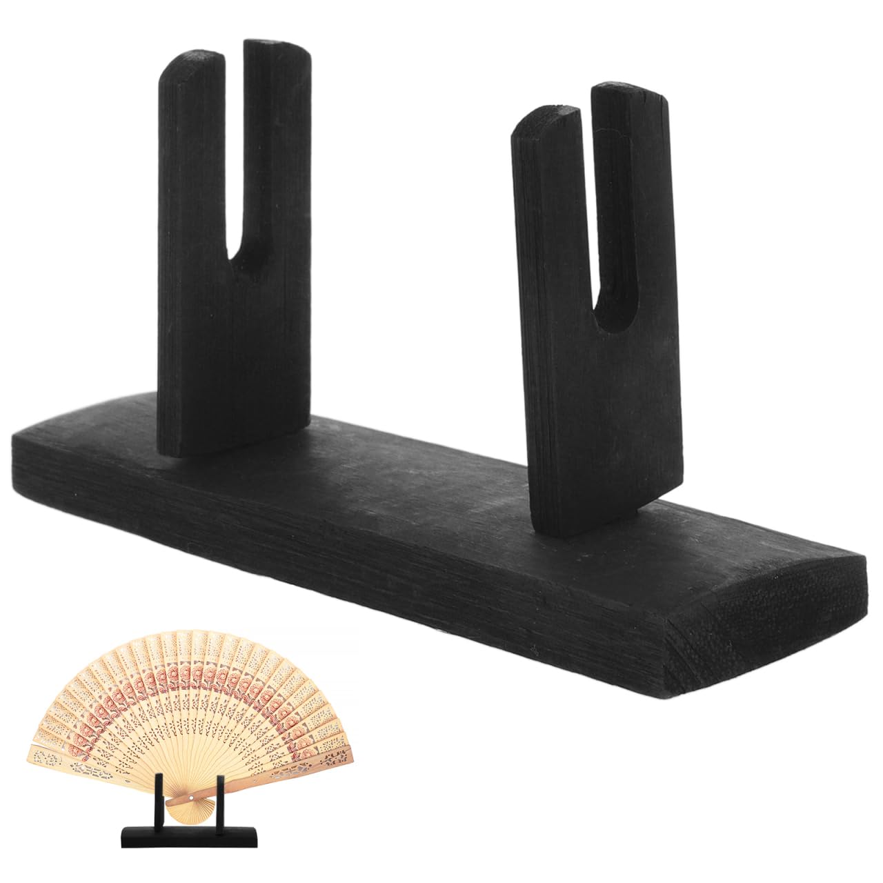 FOMIYES Wooden Japanese Style Fan Rack Stand for Folding Fans - Decorative Display Holder for Home Office Living Room - Compact 4.3X2.4X1.4 Inch Fan Stand