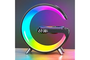 Wireless Charger Atmosphere Lamp, 2025 New Intelligent LED Table Lamp, Bluetooth Speaker, Dimmable Night Light Bedside Lamp A