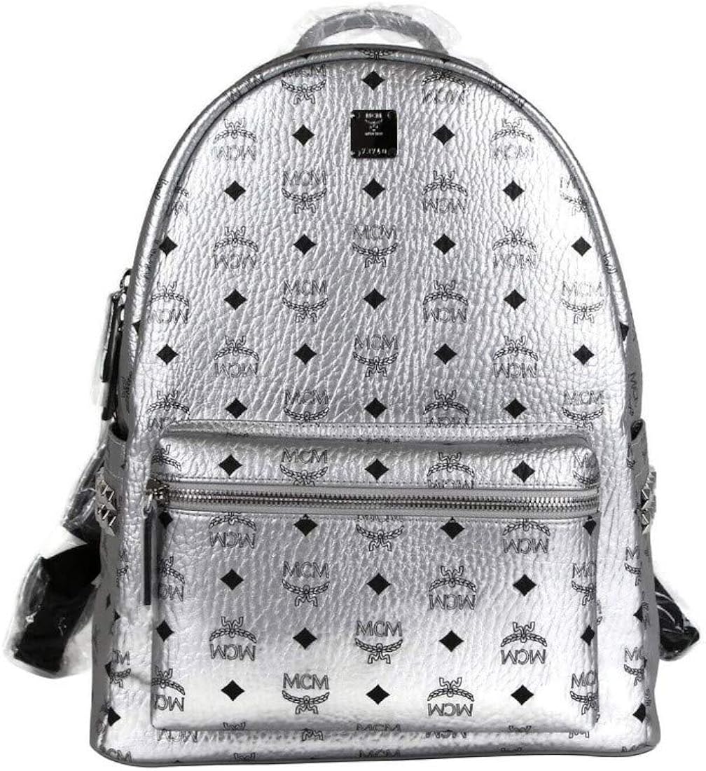mcm backpack black and white